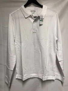 Nautica School Uniform Boys Large (38/39) L/S Pique Polo White - FREE SHIPPING - Picture 1 of 3
