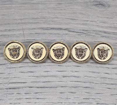 Pendleton Ivory Enamel Brass Shaft Shield Rope 3/4" Replacement Buttons - 5 pc - Image 1 of 3