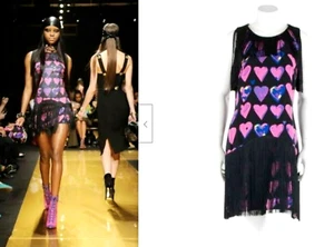 Versace For H&M US 4 100% silk Fringe Heart Dress - Picture 1 of 7