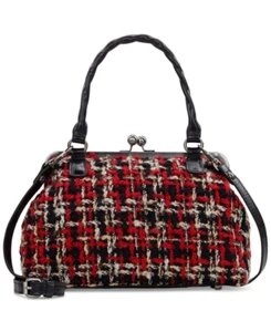 Patricia Nash Rora Frame Satchel Boucle Red Multi Brushed Brass - Picture 1 of 5