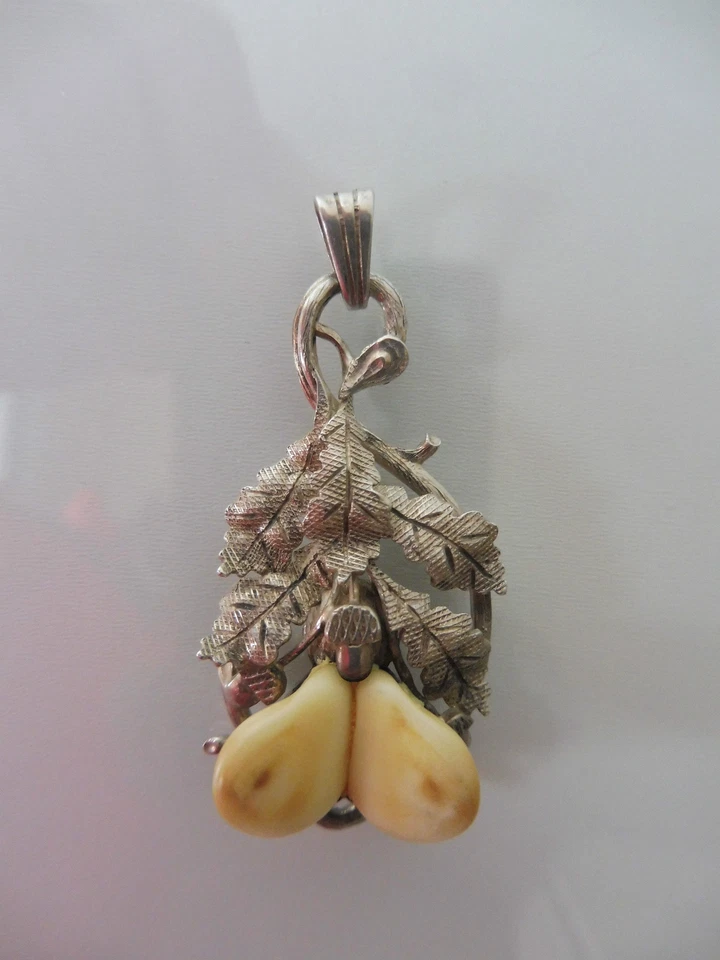 Bel Vecchio Ciondolo A Catena, 835 Argento, Con Grandeln, Gioiello Tradizionale - Immagine 1 di 1