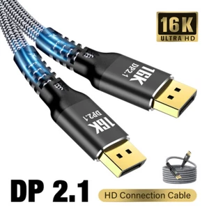 16K Displayport 2.1 Cable 40Gbps HDR/HDCP/DSC 1.2a Dp to Dp Cord Gaming Monitor - Picture 1 of 13