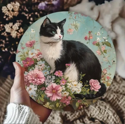 Esmoquin Gato Letrero METAL Primavera Decoración Hogar 8 Pulgadas NUEVO Envío Gratis Foto 1 de 2