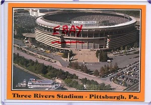 HELICOPTER VIEW THREE RIVERS STADIUM,STEELER FOOTBALL-PITTSBURGH,PA 1987 - Picture 1 of 2