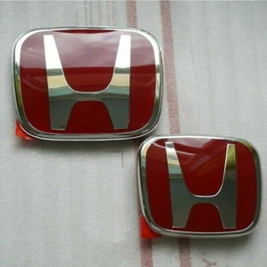 2PCS Front Rear Red H Emblem Fit for HONDA CIVIC SEDAN SI COUPE 4DOOR 2006-2015 - Picture 1 of 7