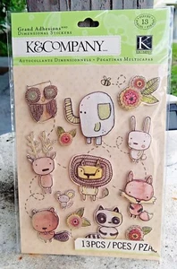 K&company Woodland Animals Dimensional Scrapbooking Journal Stickers RETIRED - Picture 1 of 2