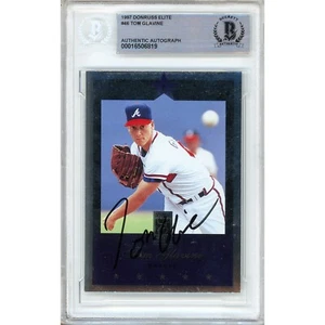 1997 Donruss Elite #46 Tom Glavine Signed Card AUTO Beckett BAS Slab HOF Braves - Picture 1 of 5