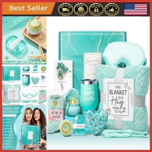 Women's Self Care Spa Gift Basket - Relaxing Ocean Theme w/ Flannel Blanket - Picture 1 of 8
