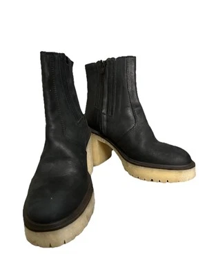 Bota James Free People para mujer talla 36 6 botín de cuero negro plataforma de tacón ancho Foto 1 de 4