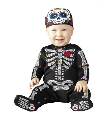Sugar Skull Infant Costume Day of Dead Halloween Infant Skeleton Costume 6/12 m - Image 1 of 4