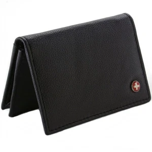 Classic Leather Business Card Wallet with ID Window - Expandable pocket - Thi... - Picture 1 of 8
