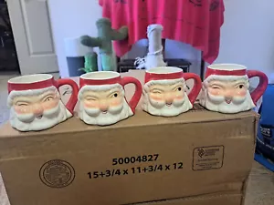 Vintage 1960 Holt Howard Set 4 Christmas Winking Santa Mugs - RARE - Picture 1 of 11