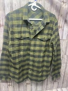 Vortex Medium nero verde flanella con bottoni manica lunga - Foto 1 di 4