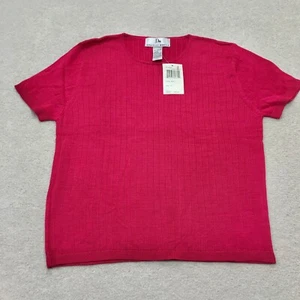 Vintage Top Womens XL Pink Fuchsia Silk Knit Danielle Martin 90s Classic NEW - Picture 1 of 13