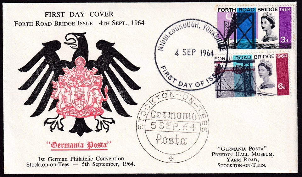 1964 FORTH ROAD BRIDGE ORD, GERMANIA POSTA - MIDDLESBOUGH OFFICIAL - Image 1 of 1