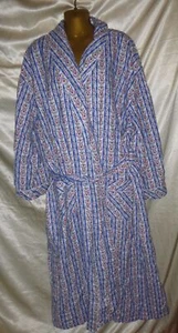 Lanz of Salzburg 100% Cotton Flannel Robe 3X red blue flowers heart - Picture 1 of 5
