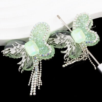 2x Acrylic Butterfly Beads Rhinestone Tassel DIY Chain Pendant Beads Accessory - Image 1 of 4