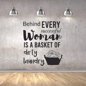 Basket of Dirty Laundry Quote Vinyl Wall Art Sticker for Home Room Decals - Picture 1 of 5
