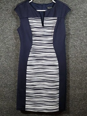 Vestido plisado sin mangas elástico azul marino Connected Apparel para mujer talla 10 Foto 1 de 4