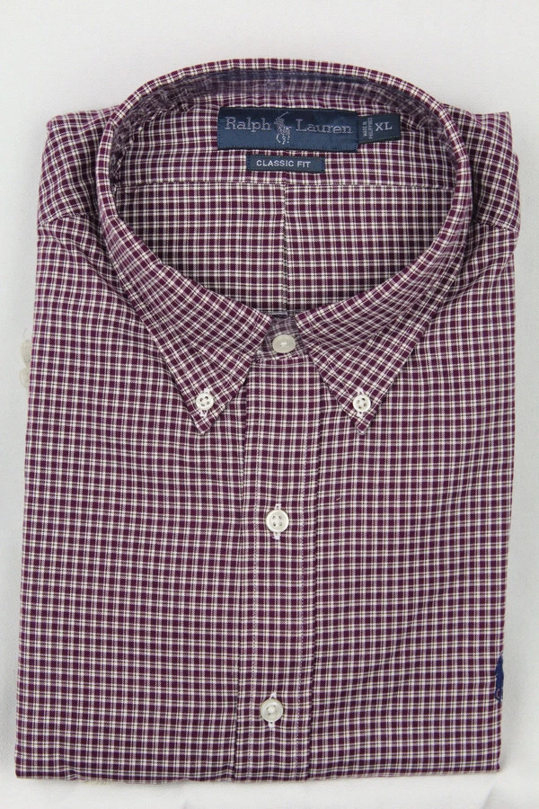 Ralph Lauren 紫色奶油色经典正装衬衫海军蓝小马全新带标签 — 第 1/1 张图片