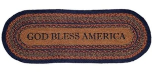 3' God Bless America Eco-Friendly Braided Jute Table Runner Blue & Red Arlington - Picture 1 of 3