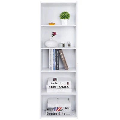 5-Tier Reversible White Open Shelf Bookcase  Bookcase Bookshelf Storage Home - Image 1 of 4