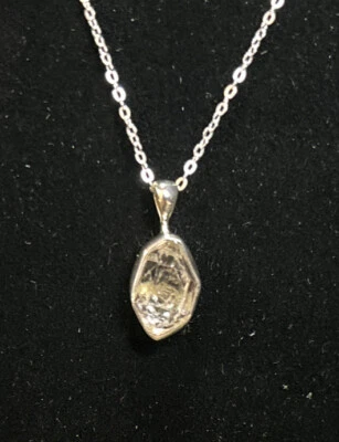 Pingente de prata esterlina com diamante Herkimer com corrente de meio-fio de prata esterlina 18 polegadas - Imagem 1 de 4