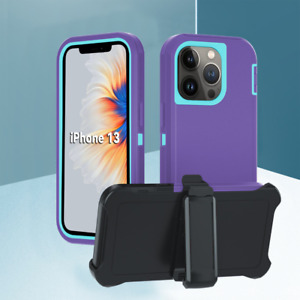 Shockproof Phone Hard Case Cover For iPhone 12 13 Pro Max + Belt Clip Holder