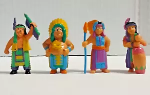 Vintage '80s Set of 4 Soma PVC Toy Figures About 2" Tall China Aztec Indians - Picture 1 of 4