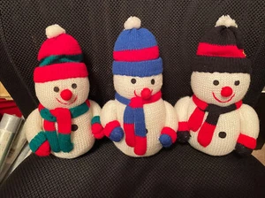 Lot of 3 Stuffed Sock Snowman Christmas Ornaments Stuffed Tree Hanging Decor - Picture 1 of 8