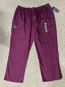 Cherokee Workwear Originals Elastic Waist Cargo Scrub Pant Wine 2XL PETITE - Picture 1 of 9