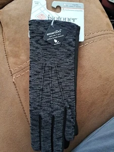 Women's Isotoner Smart Dri Black Gloves Smart Touch Touchscreen Small/Medium - Picture 1 of 4