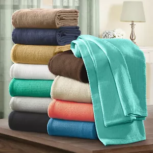 100% Cotton Textured Woven Modern Solid Waffle Blanket Or Sofa Bed Blanket Throw - Picture 1 of 43