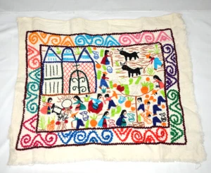 Tortilla Making Mexican Embroidered Story Cloth Dance Harvest Festival Church - Picture 1 of 4