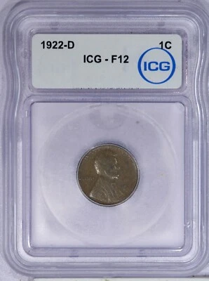 1922-D Lincoln Wheat Cent 1c ICG F12 - Image 1 of 2