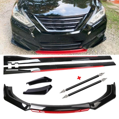 For Nissan Sentra Sedan Front Bumper Lip Spoiler Splitter Body Kit Glossy Black — 第 1/4 张图片