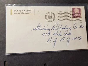 APO 09058 WORMS, GERMANY 1973 Army Cover ENGINEER Officer's Mail - Picture 1 of 2