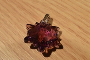 Swarovski Amethyst Crystal Pendant 28x28mm ~ Fine Sterling Silver ~ Nice - Picture 1 of 4