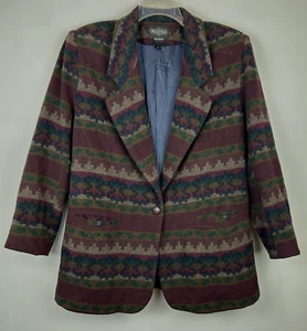 Giacca coperta lana stampa sud ovest blazer donna L vintage Braetan blazer leggi - Foto 1 di 10