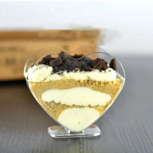 10Pcs Mini Mousse Cup Plastic Tiramisu Cup Heart Shaped Dessert Cup Ice Cream - Picture 1 of 12