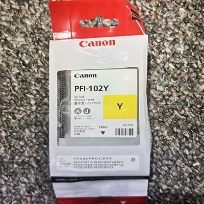 NEW Sealed Canon PFI-102Y Yellow Ink Tank Exp 6/23 - Image 1 of 3
