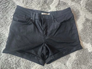 Levis Damengröße 31 mittellang schwarz Stretch Denim gerollte Bündchen Shorts - Bild 1 von 9