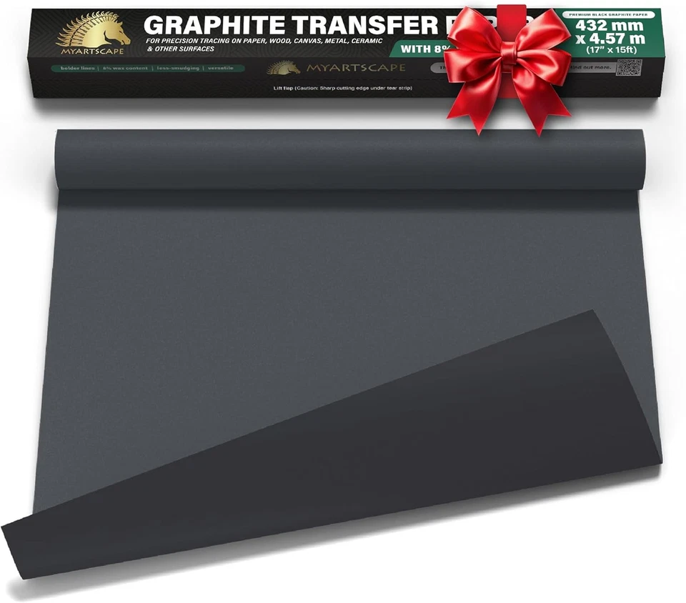 Rollo de papel de transferencia de grafito - Papel de carbono encerado negro transferencia de 17" x 15 pies Foto 1 de 4