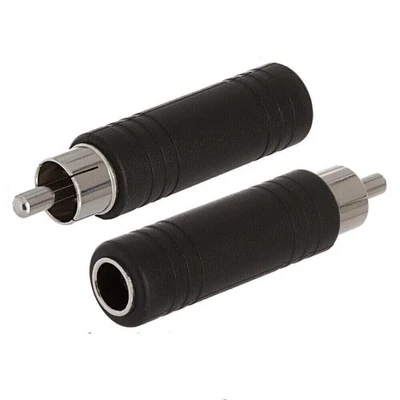 2PCS 6.35mm 1/4" Mono Female Jack to RCA Male Plug Audio Adapter Converter - Image 1 of 4