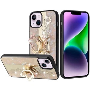 Funda para iPhone 13/14 estrás brillante decoración brillo cubierta + vidrio templado - Imagen 1 de 27