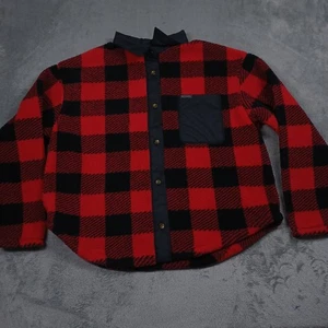 Columbia Jacket Womens XL Red Plaid Fleece Button Up Casual Outdoor - Picture 1 of 8