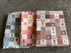 Bundle Of 3 Patchwork Quilting Cottons Brown/Pink/Blue Each 56cm L X 46cm W - Picture 1 of 13