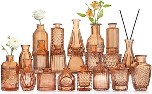 Amber Glass Bud Vases -Set of 20 for Flowers Small Amber Bud Vases in Bulk fo... - Picture 1 of 6