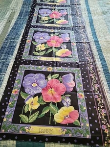 PANSY FLORAL COTTON FABRIC Remnant 2 Yards PILLOW QUILT PANEL Springs Industries - Picture 1 of 5