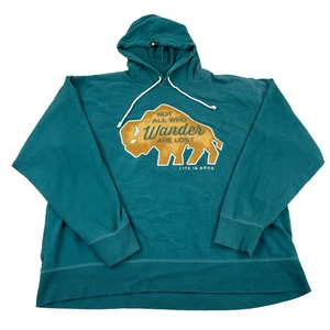 Life Is Good Hoodie Men XXL Green Sweatshirt Buffalo Pullover Adult FADED - Picture 1 of 11